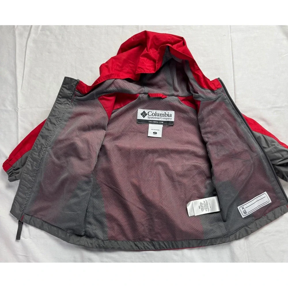 Columbia Toddler Boys Red Grey Hooded Windbreaker Jacket 2T